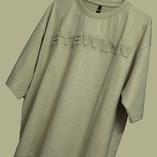 Etewian Beige Embossed Oversized T-shirt - Etewian 