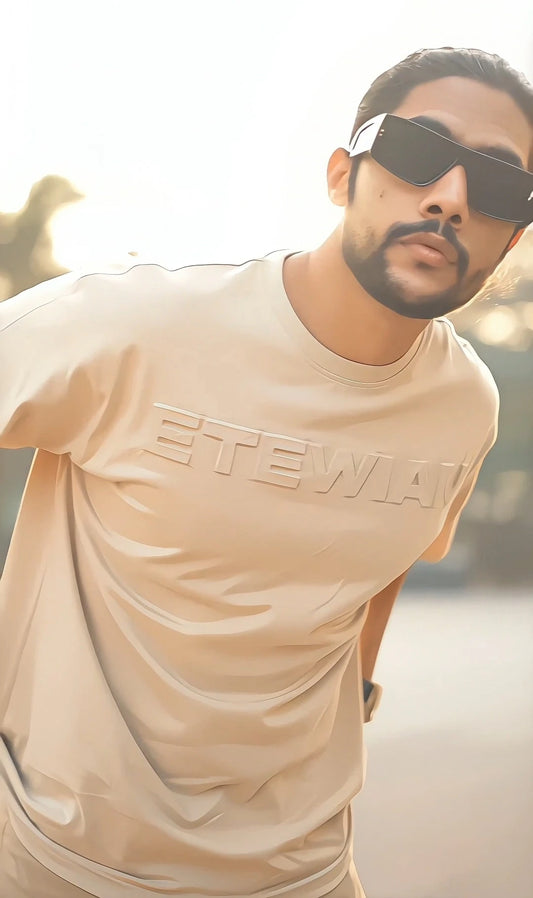 Etewian Beige Embossed T-shirt