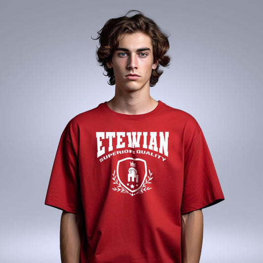 Etewian Classic Graphic Print Red Oversized T-shirt - Etewian 